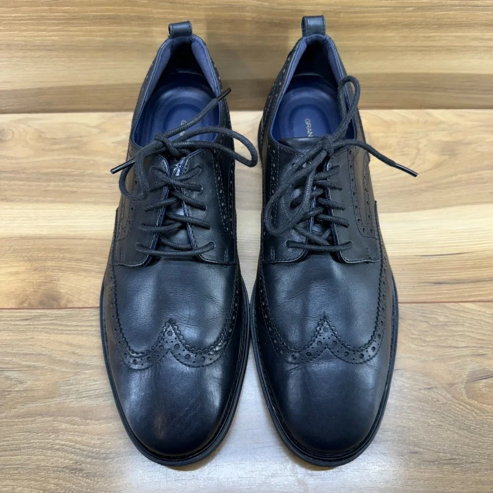 Cole Haan Grand Evolution Wingtip Oxford Men 11.5M Black Leather Business Casual
